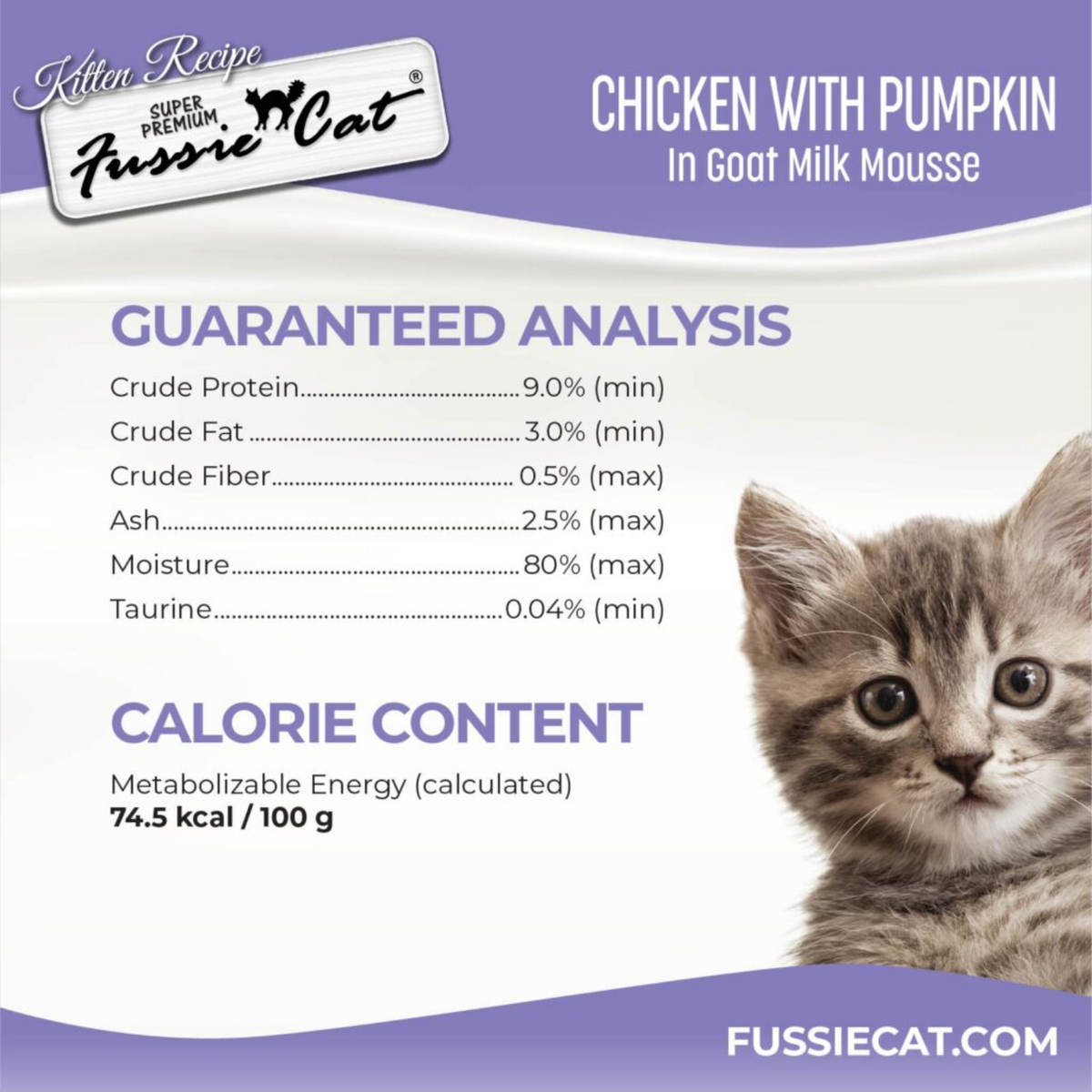Fussie Cat Kitten Chicken with Pumpkin in Goat Milk Mousse, 1.5-oz Pouch