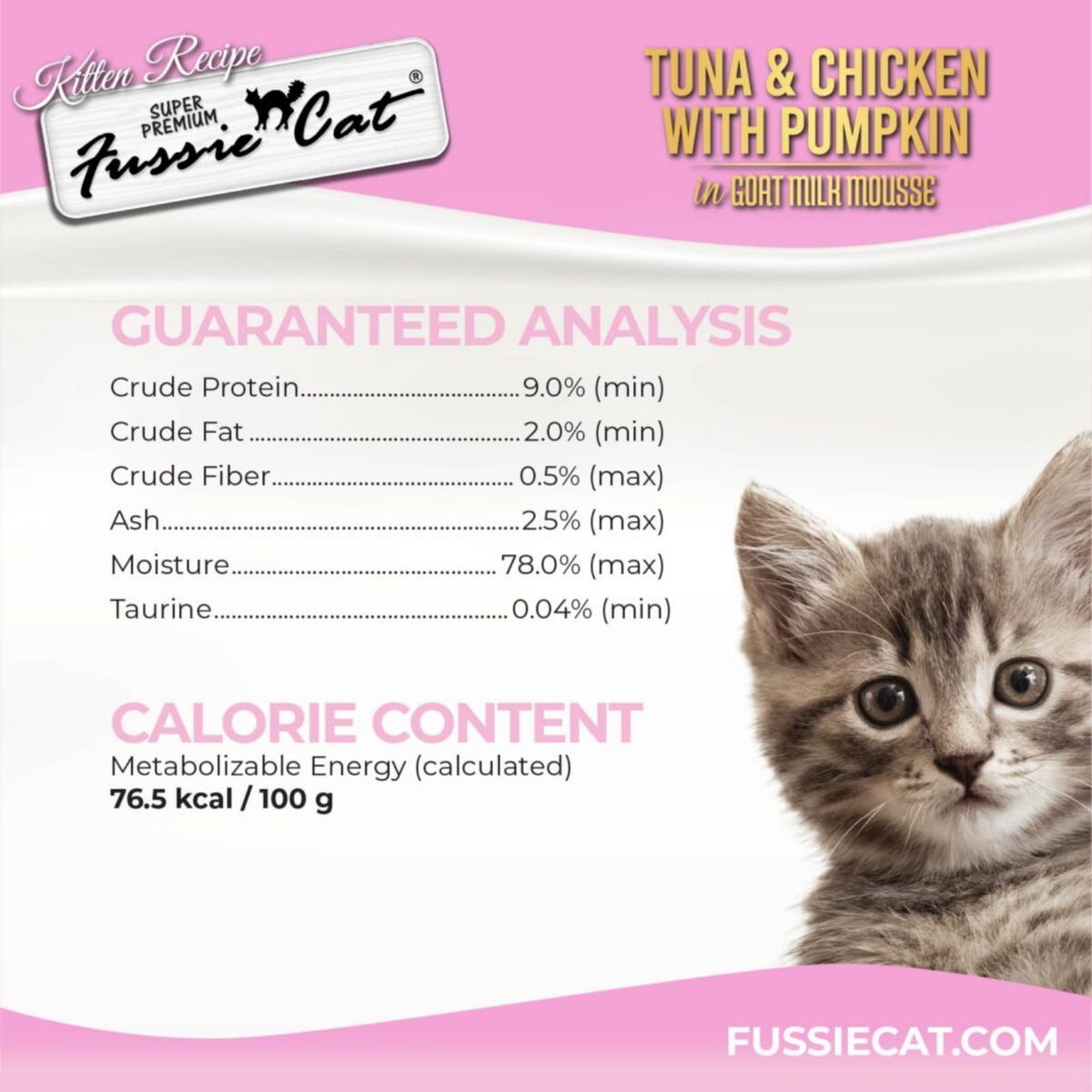 Fussie Cat Kitten Tuna & Chicken with Pumpkin in Goat Milk Mousse Canned Food, 2.47-oz