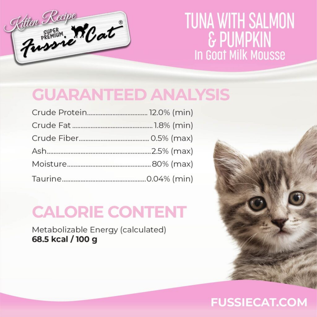 Fussie Cat Kitten Tuna & Salmon with Pumpkin in Goat Milk Mousse, 1.5-oz Pouch