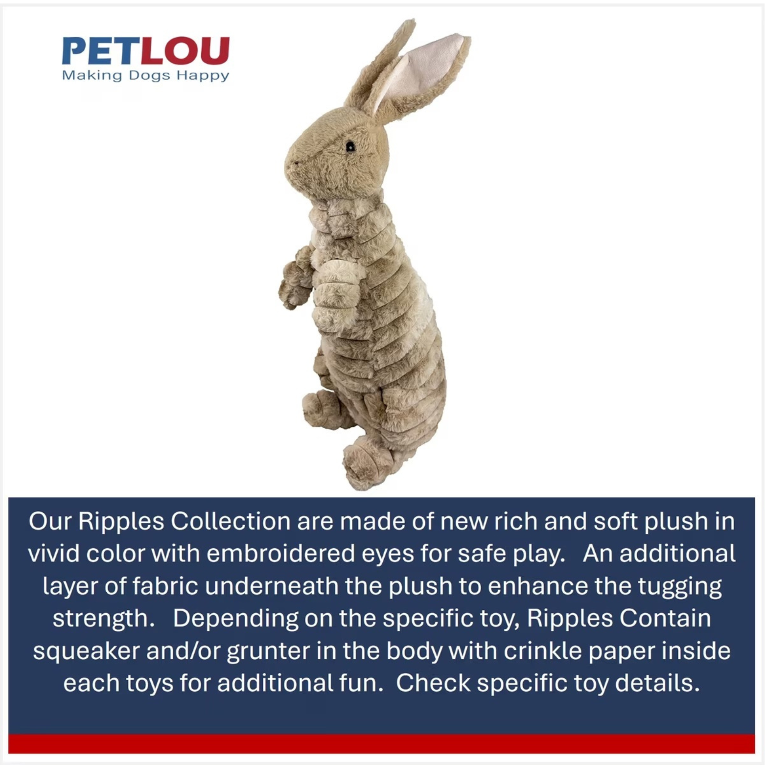 Petlou Ripples Trapped Bunny Dog Toy 19"