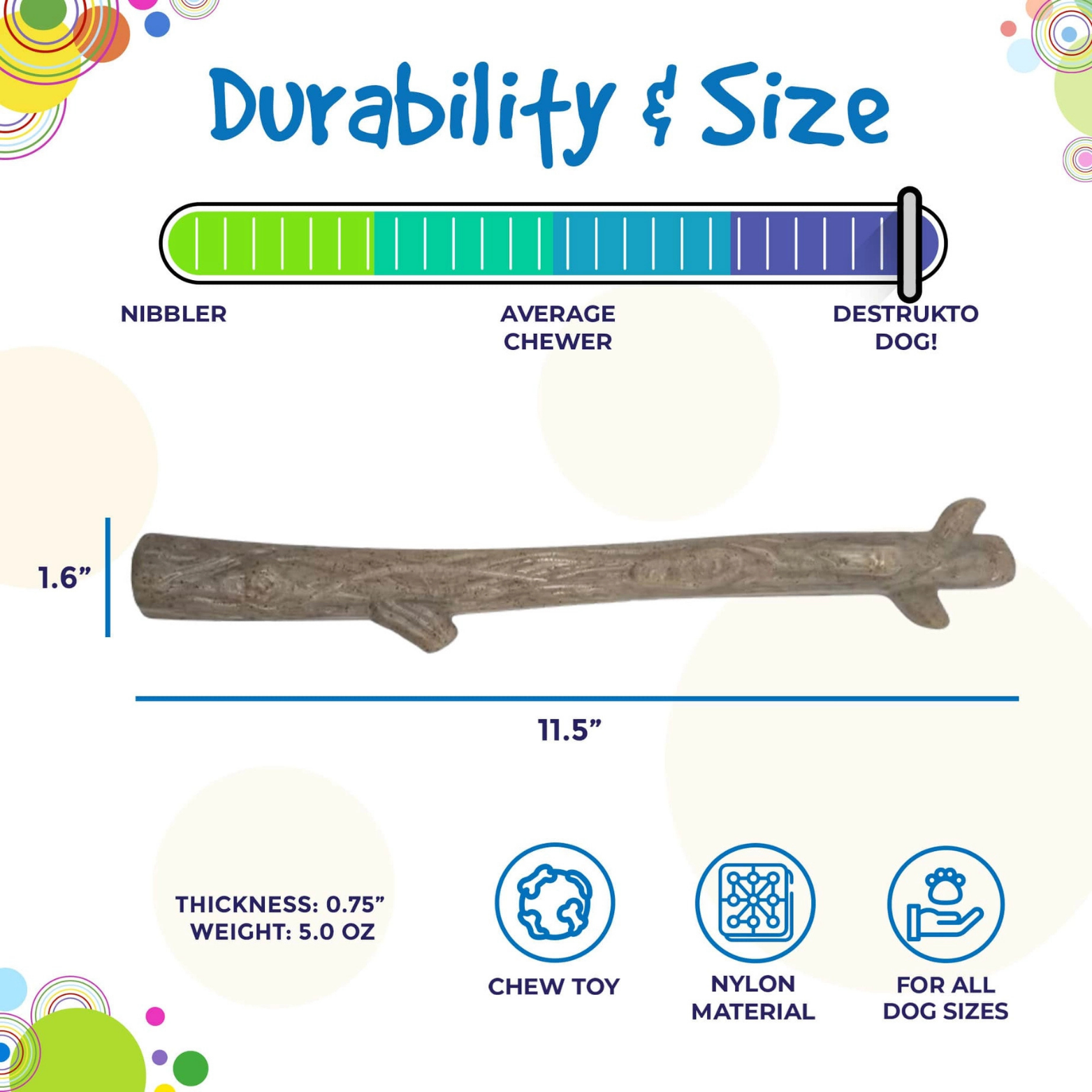 SodaPup Ultra Durable Nylon Dog Chew Stick, Glow In the Dark