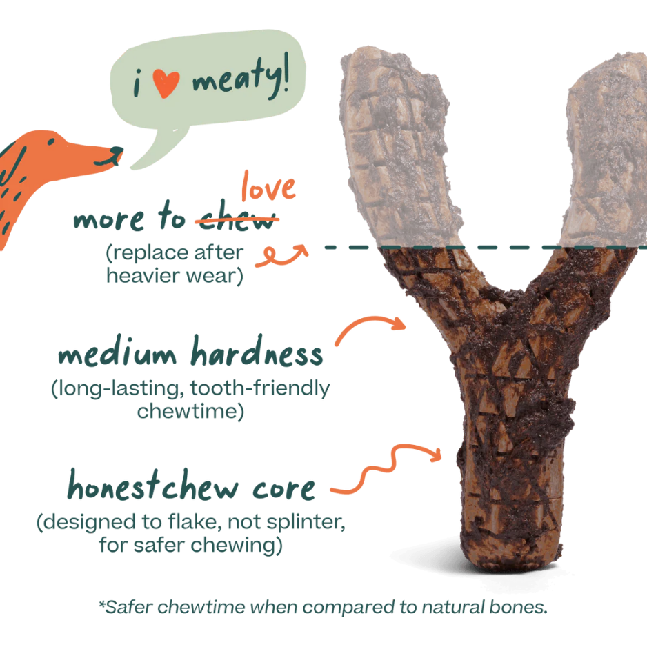 Woof Pet HonestChew Meaty, Antler Dog Chew Toy
