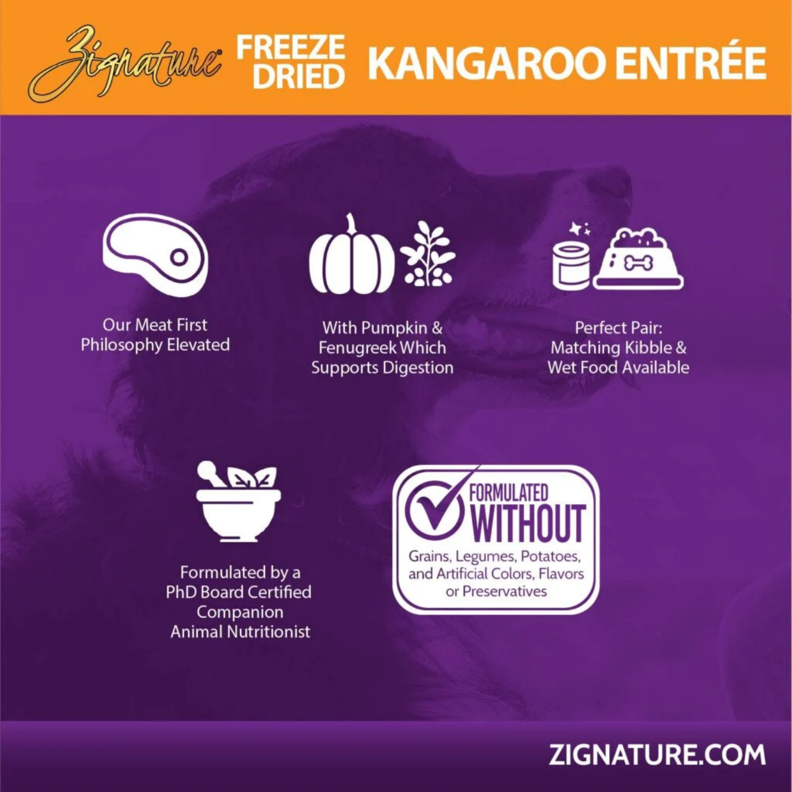 Zignature Kangaroo Entrée Limited Ingredient Formula Freeze-Dried Dog Food