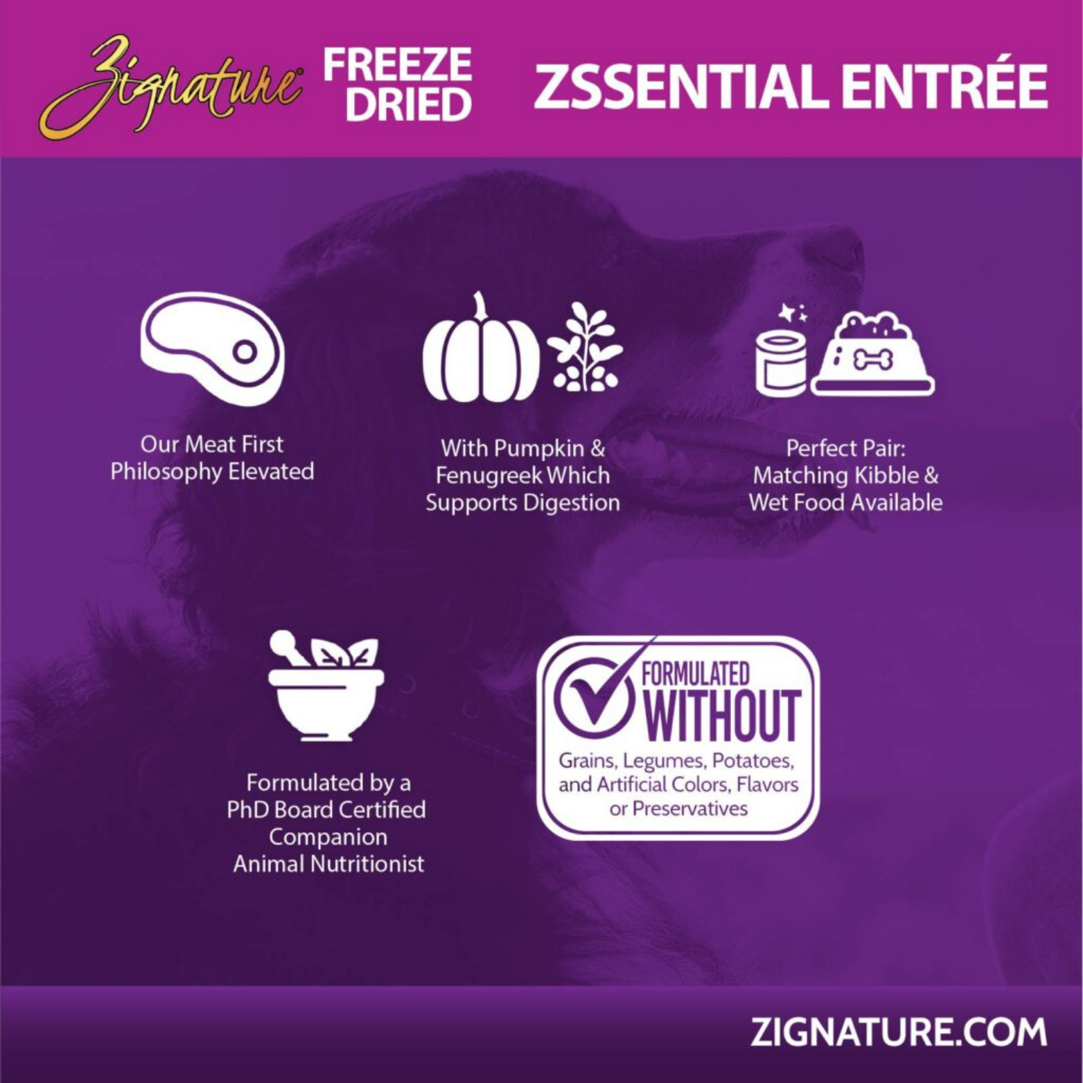 Zignature Zssential Entrée Limited Ingredient Formula Freeze-Dried Dog Food