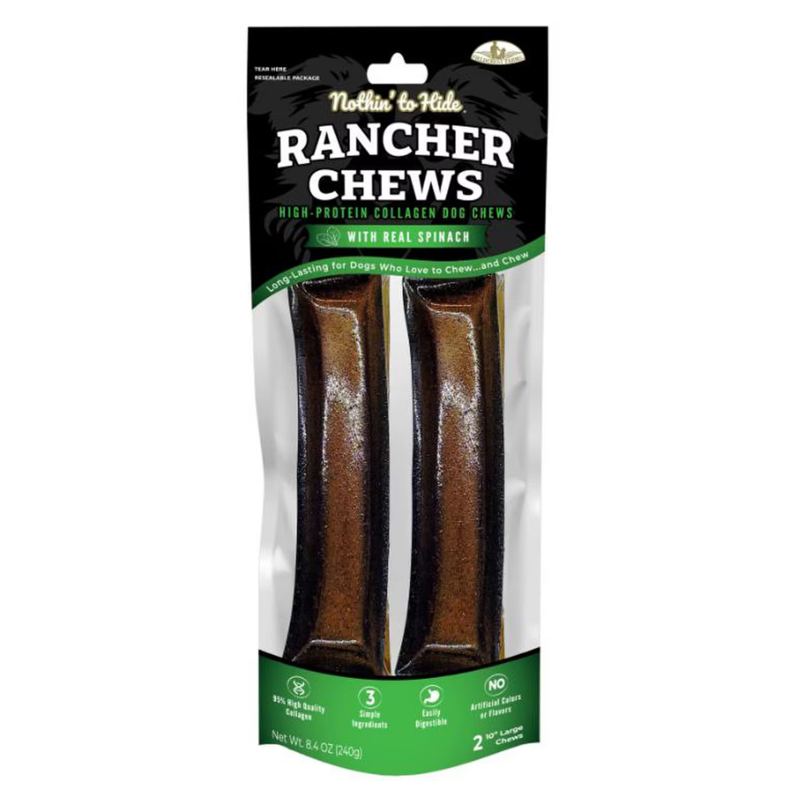 Ethical Pet Nothin' To Hide Spinach Flavor Rancher Dog Chews