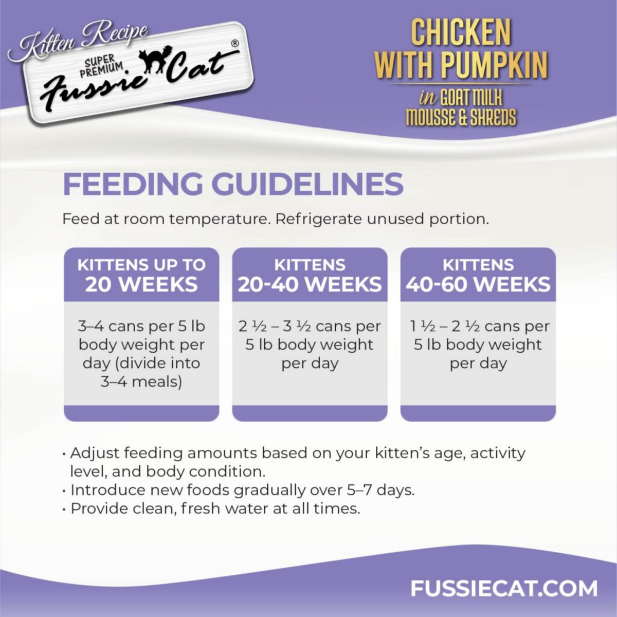 Fussie Cat Kitten Chicken with Pumpkin in Goat Milk Mousse & Shreds Canned Food, 2.47-oz