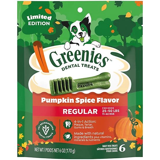 Greenies Limited Edition Pumpkin Spice Dental Dog Treats, 6-oz bag