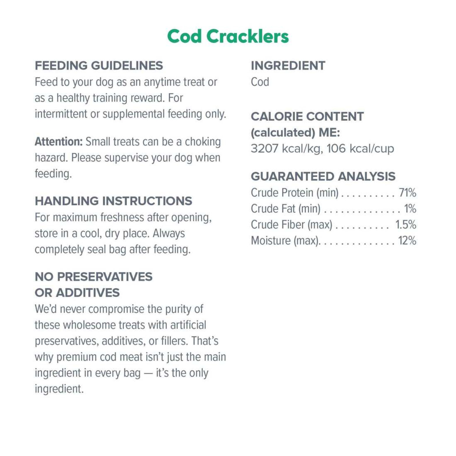 Dr. Marty Grain-Free Air Dried Dog Treats Cod Cracklers 4 oz