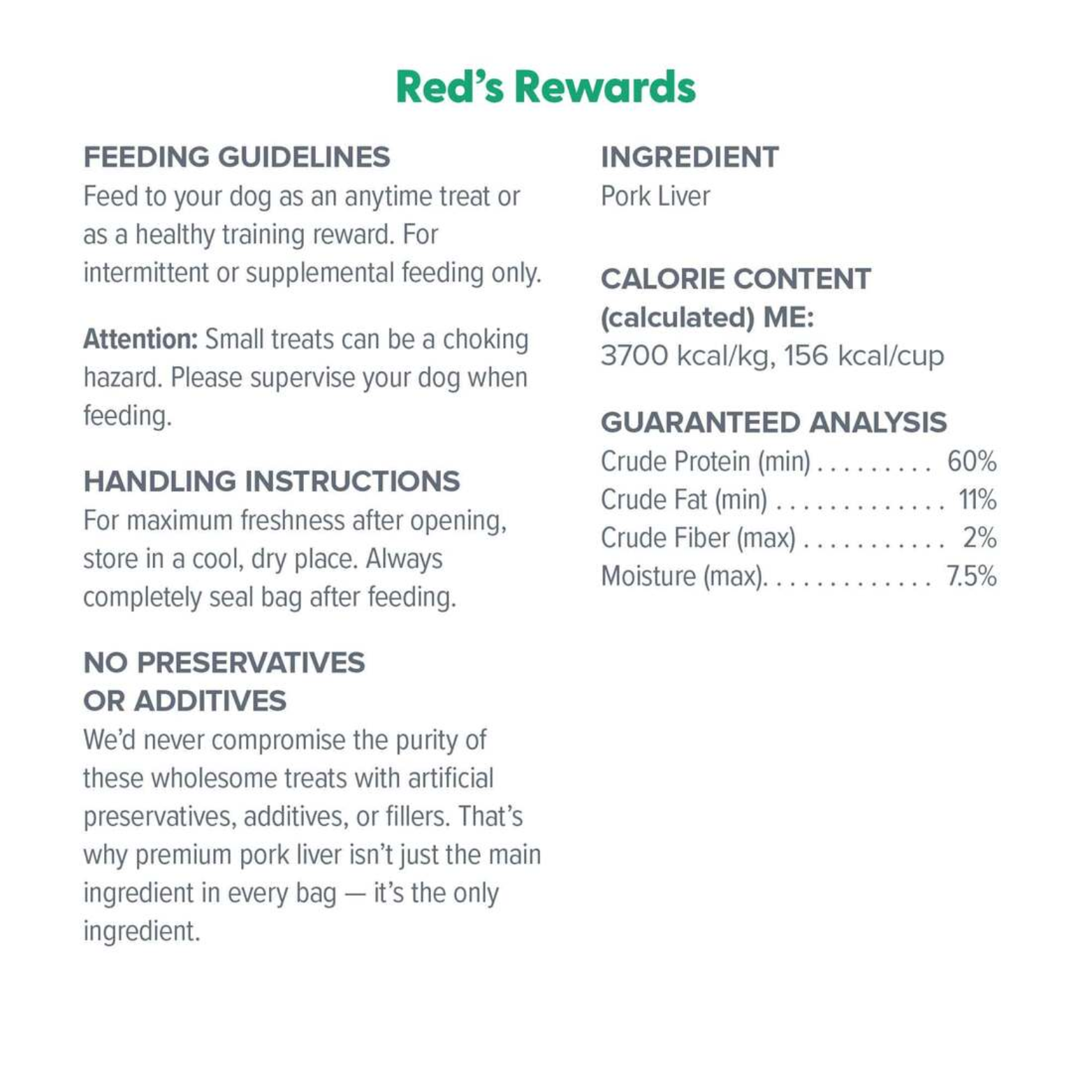 Dr. Marty Grain-Free Freeze Dried Dog Treats Red's Rewards Pork Liver 4 oz