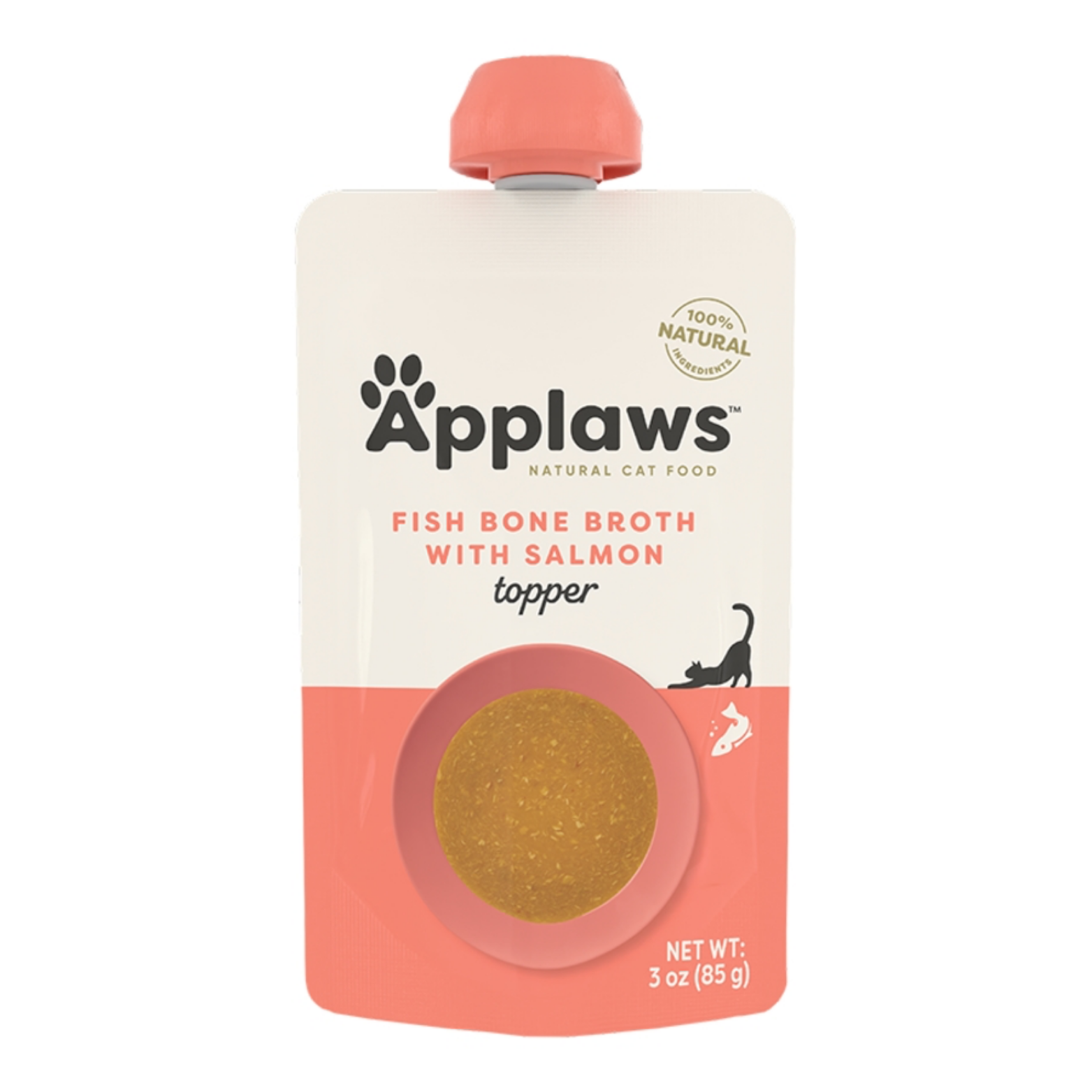 Applaws Cat Grain Free Salmon Bone Broth with Salmon Topper, 3-oz Pouch