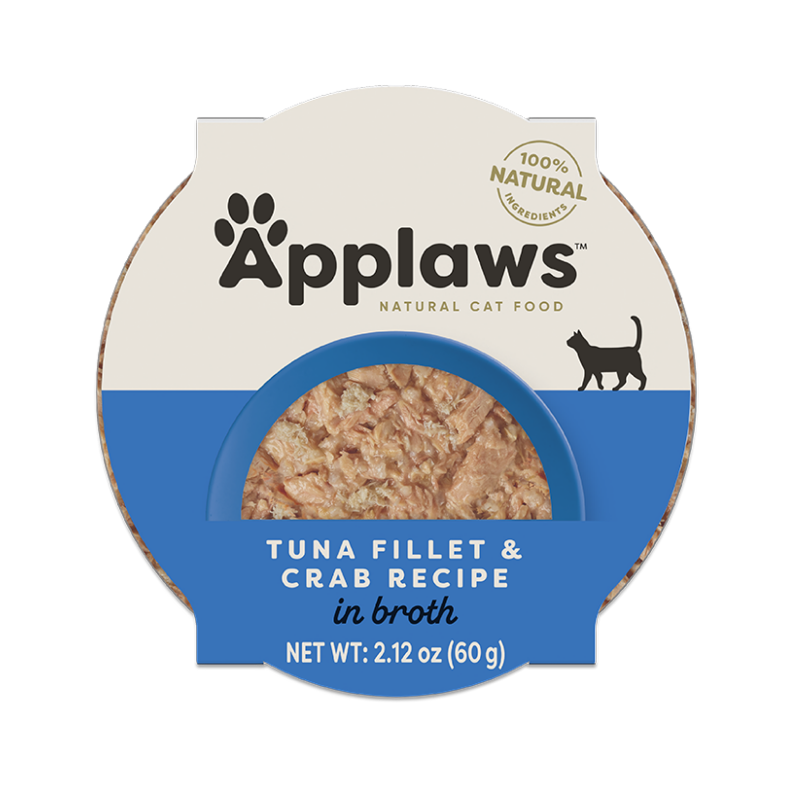 Applaws Cat Grain Free Tuna with Crab in Broth Peel Top Dish Canned Cat Food, 2.12-oz