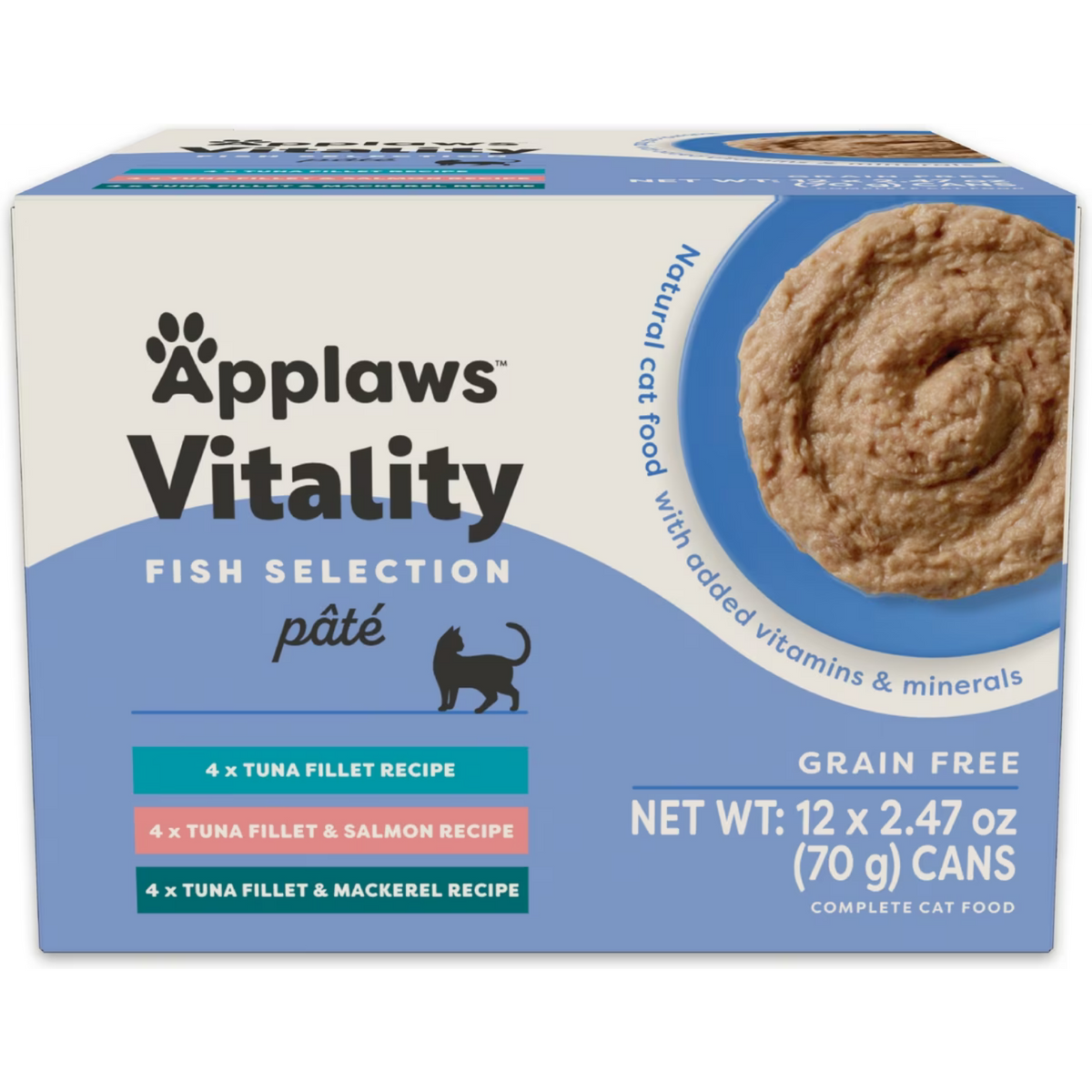 Applaws Cat Grain Free Vitality Fish Pate Variety Multipack Canned Cat Food, 2.47-oz 12-pack