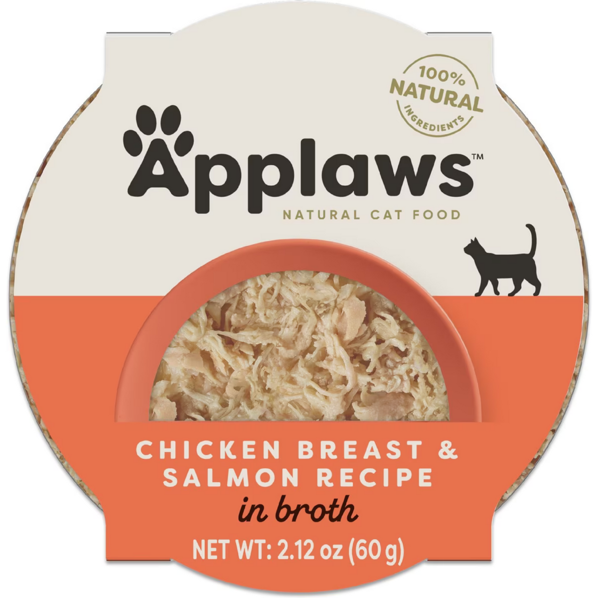 Applaws Cat Grain Free Chicken Breast with Salmon in Broth Peel Top Dish Canned Cat Food, 2.12-oz