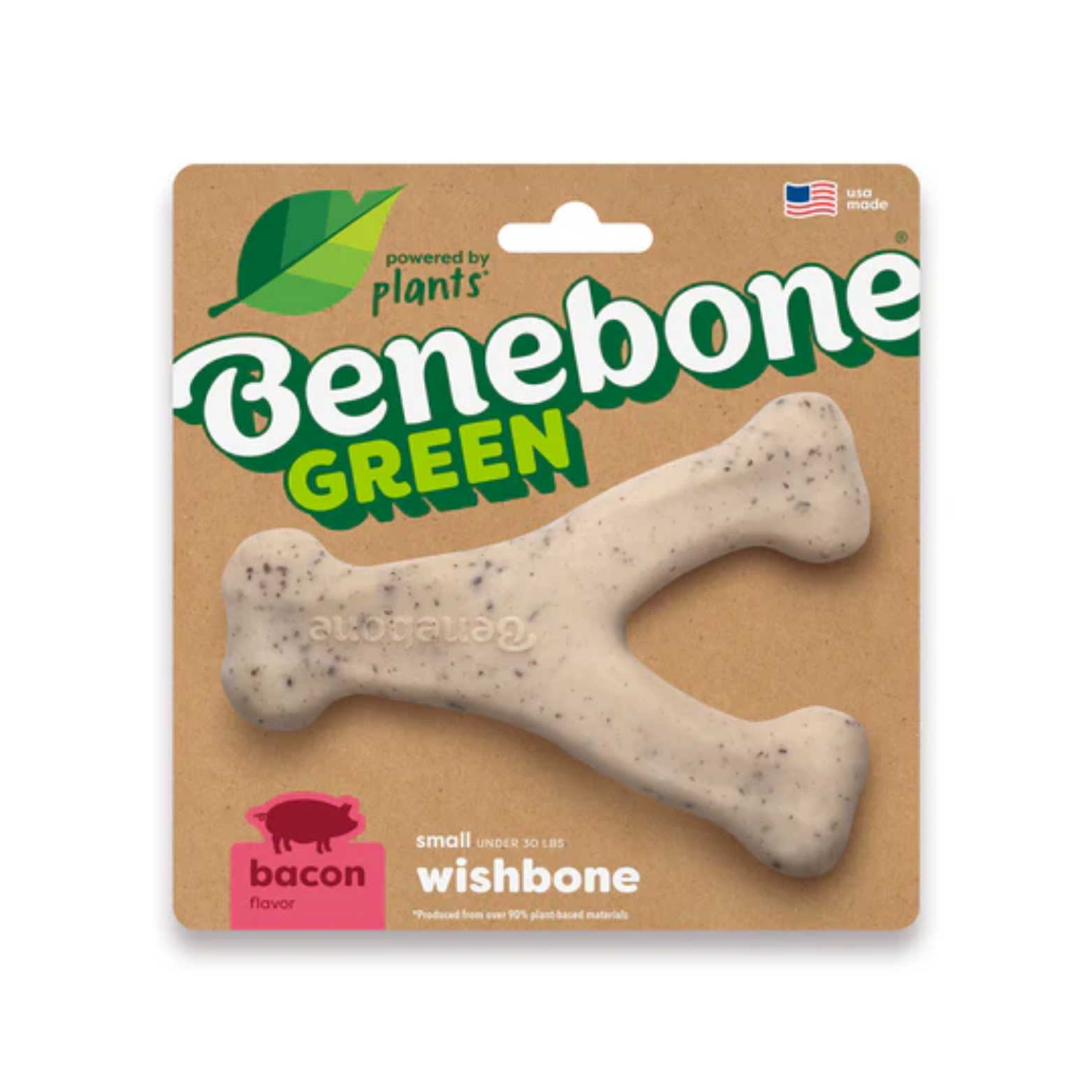 Benebone Eco Green Bacon Flavored Wishbone Dog Chew Toy