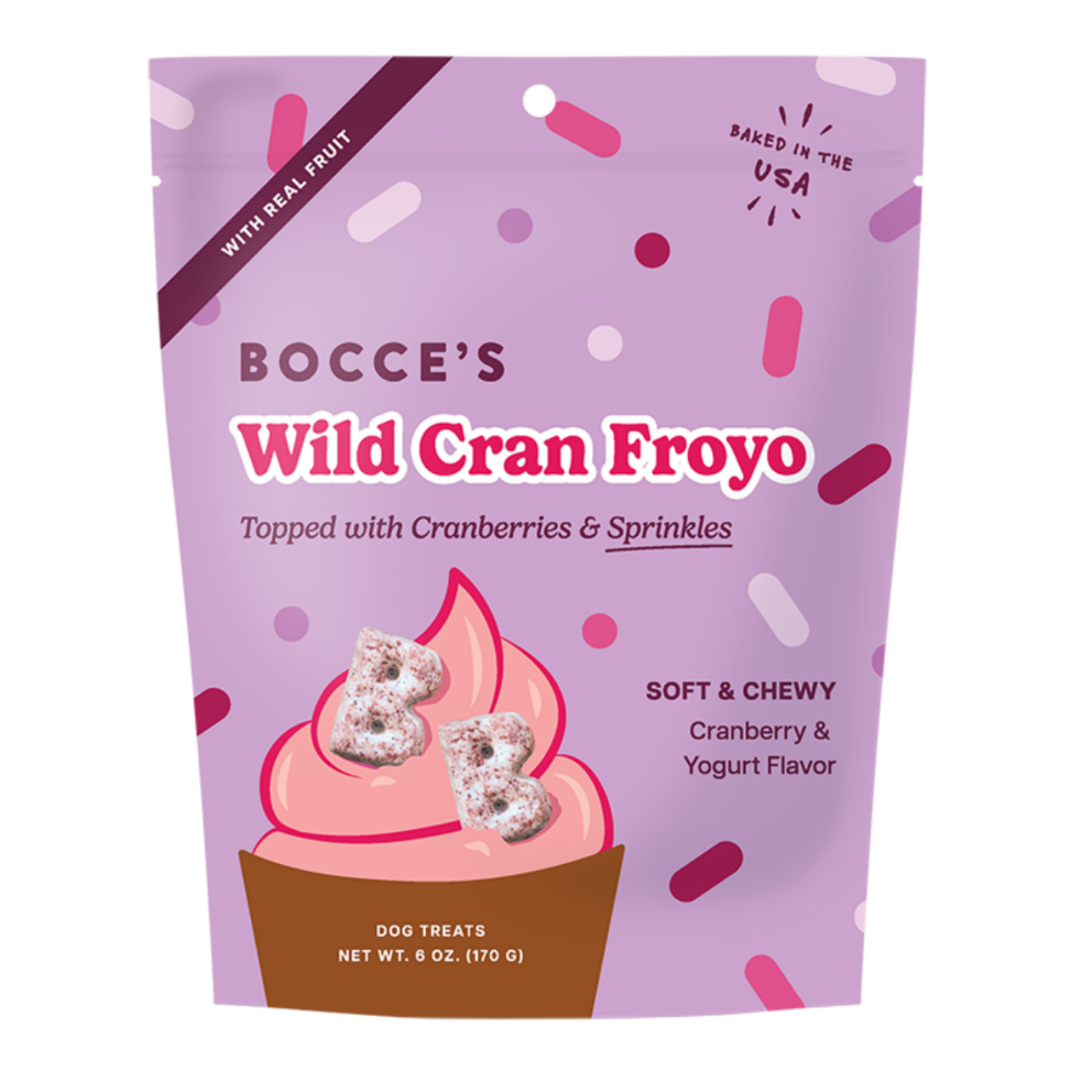 Bocce's Bakery Dog Froyo Grain Free Wild Cran Soft & Chewy Treats 6 oz