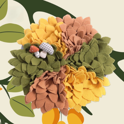 Cheerhunting Snuffy Round Flower Snuffle Feeding Mat for Dogs- Brown