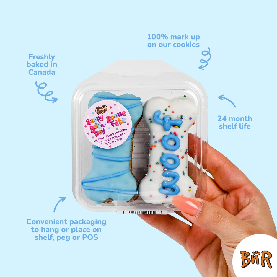 Bosco & Roxy's Prepackaged Happy Birthday Blue Woof It Up Bones Dog Treat 4pk