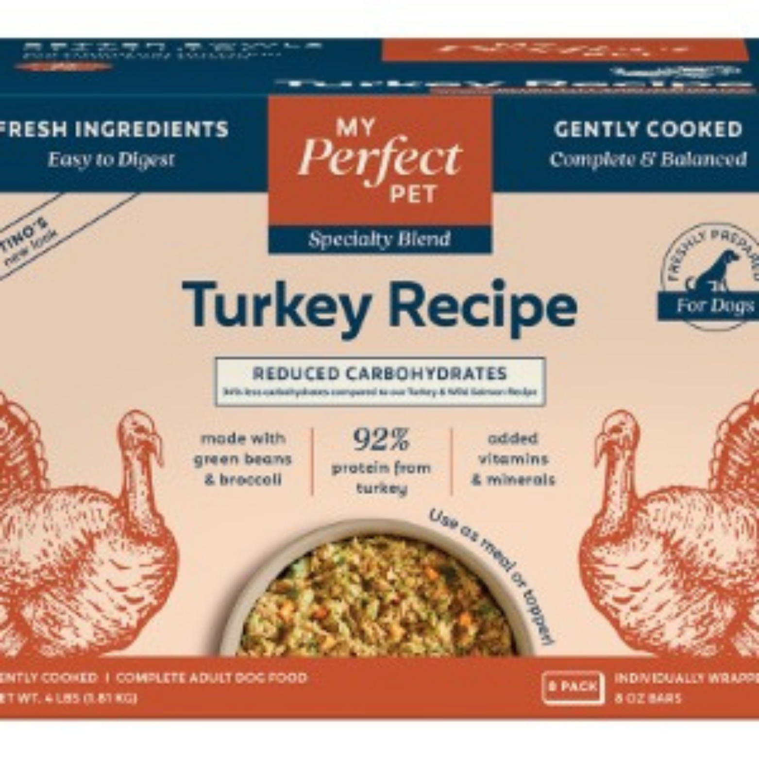 My Perfect Pet Tino's Low Glycemic Turkey Grain Free Blend Gently Cooked Dog Food
