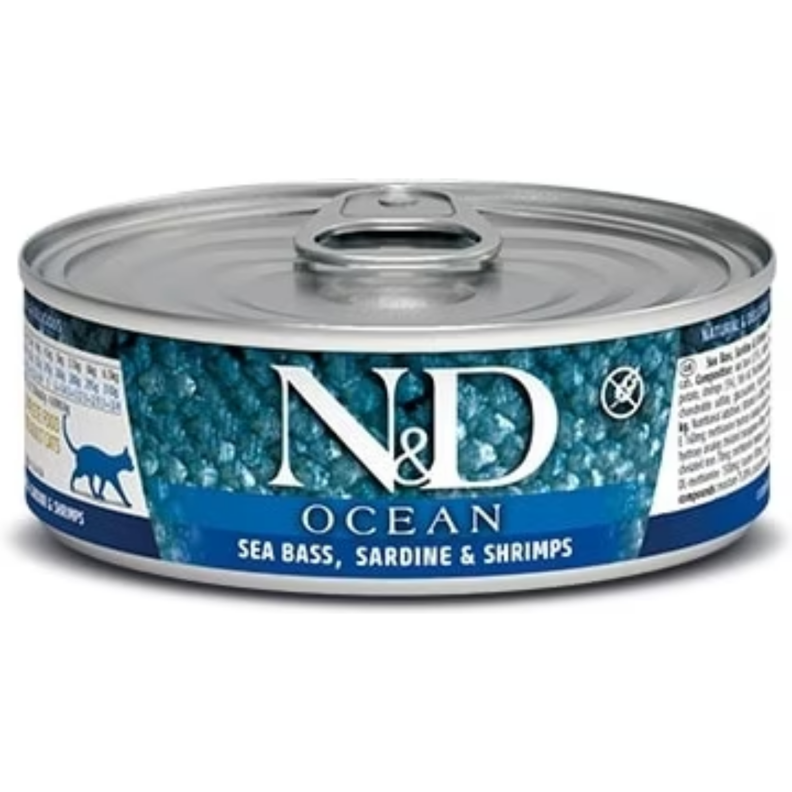 Farmina N&D Ocean Seabass, Sardine & Shrimp Formula Canned Cat Food, 2.46-oz