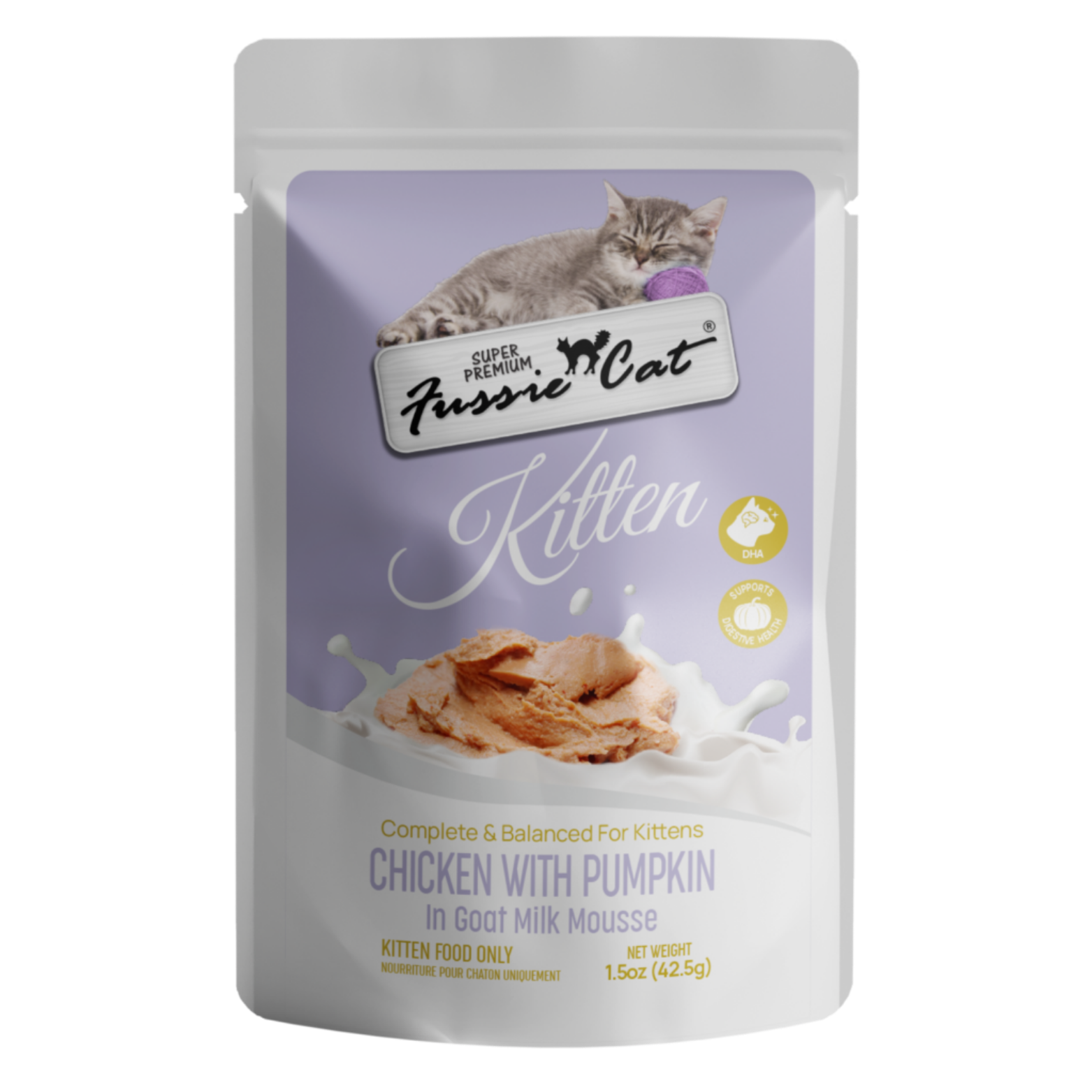 Fussie Cat Kitten Chicken with Pumpkin in Goat Milk Mousse, 1.5-oz Pouch