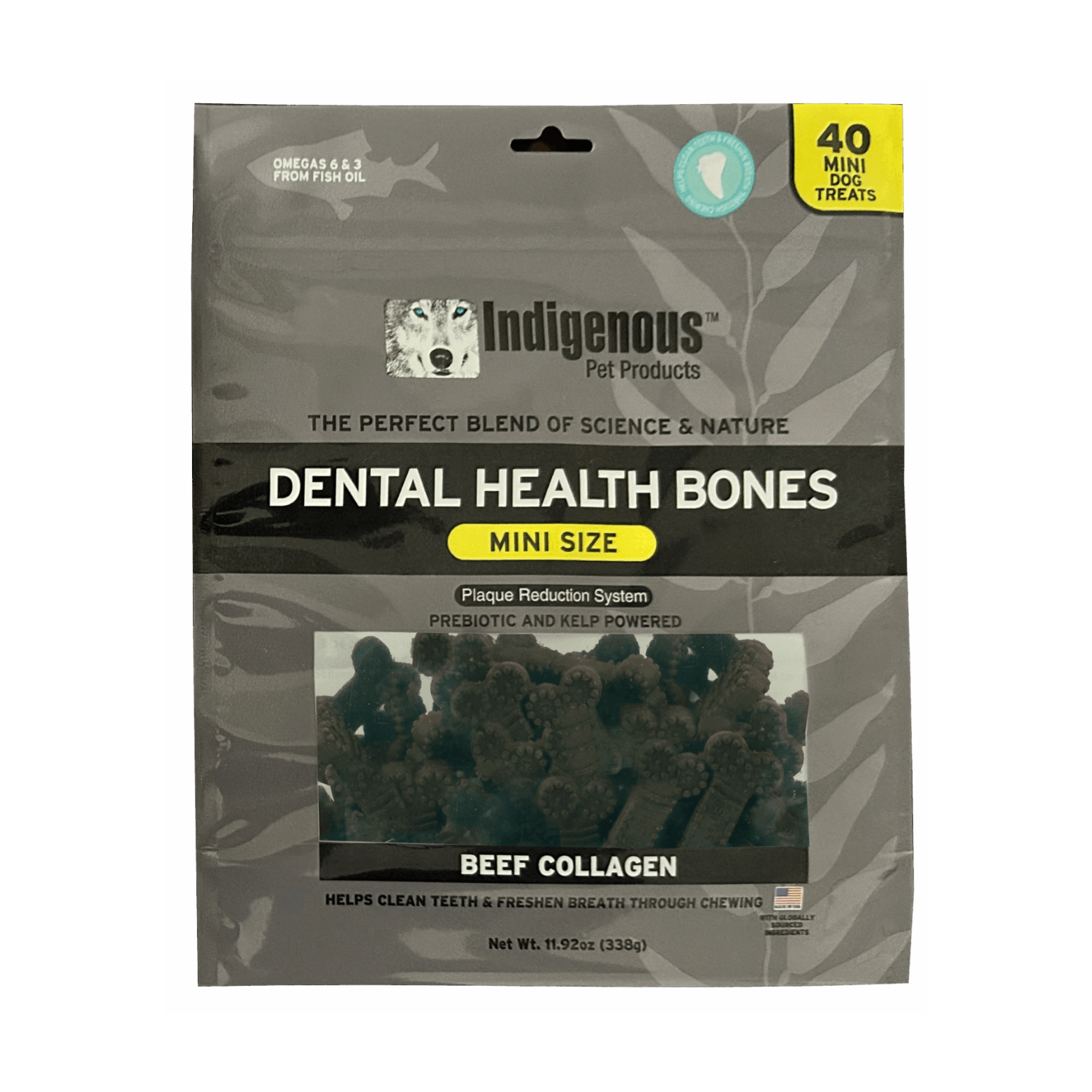 Indigenous Beef Collagen Grain-Free Dental Dog Treats, Mini 40ct