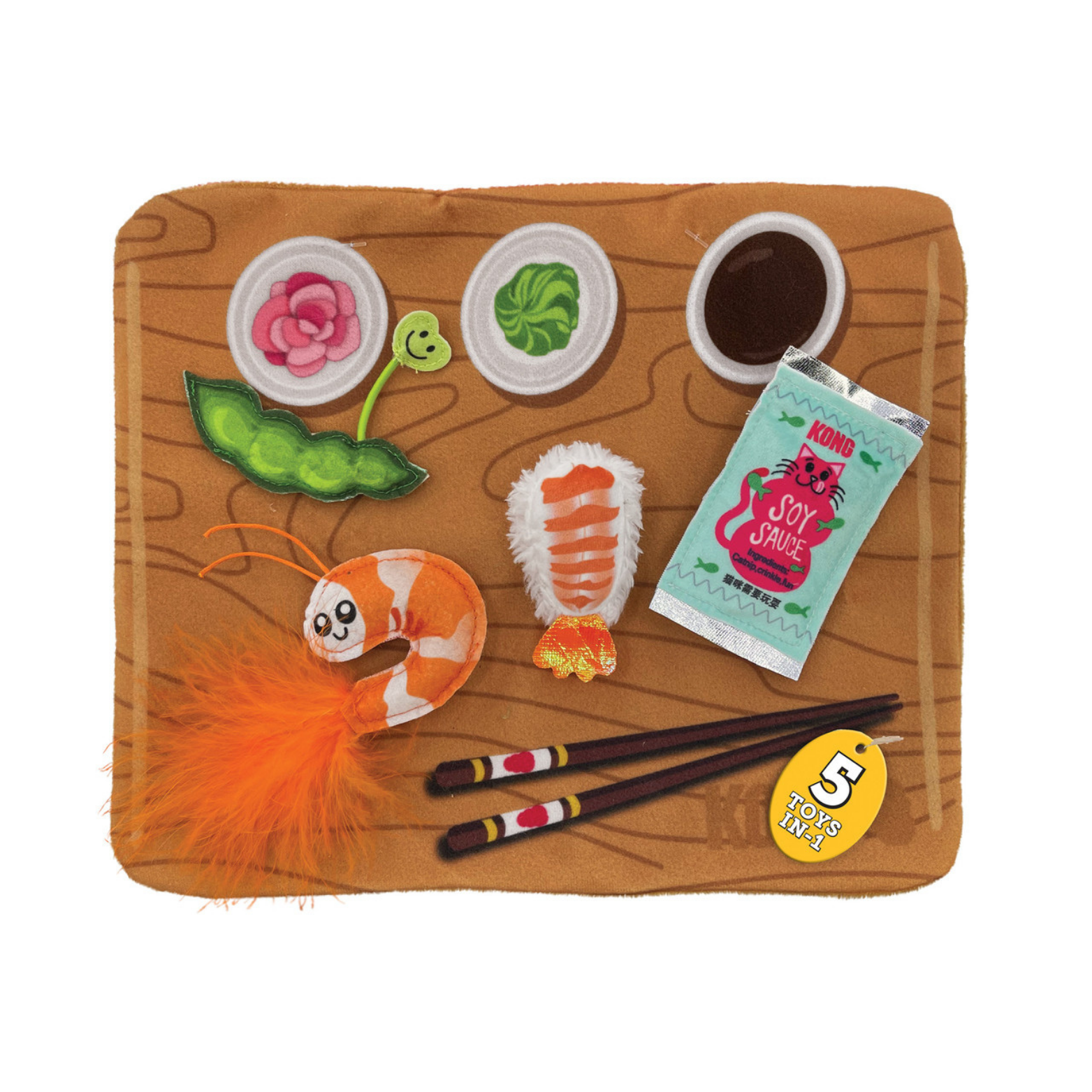 KONG Pull-A-Partz Sushi Catnip Cat Toy, 5 count
