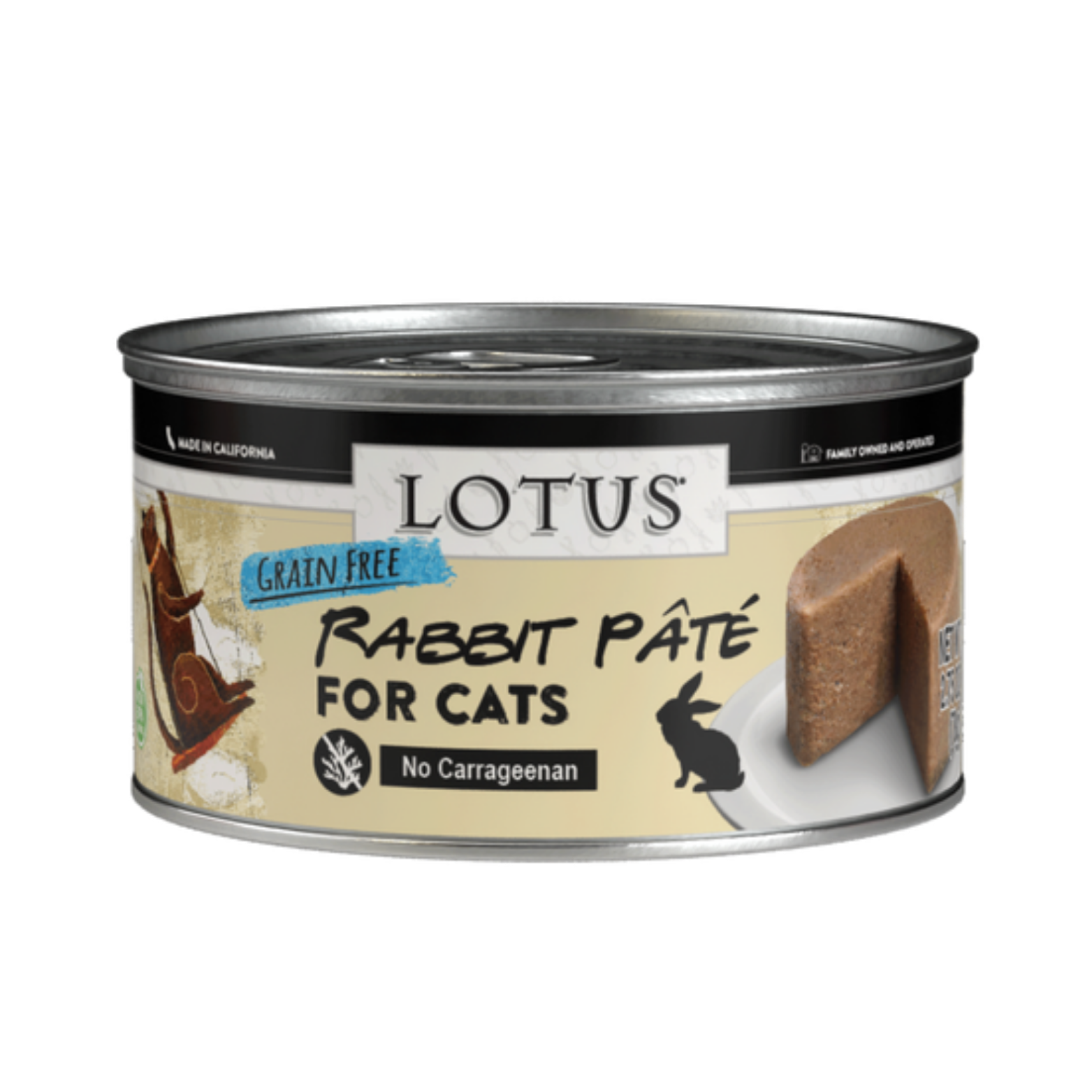 Lotus Rabbit Pate Grain-Free Canned Cat Food, 2.75 oz