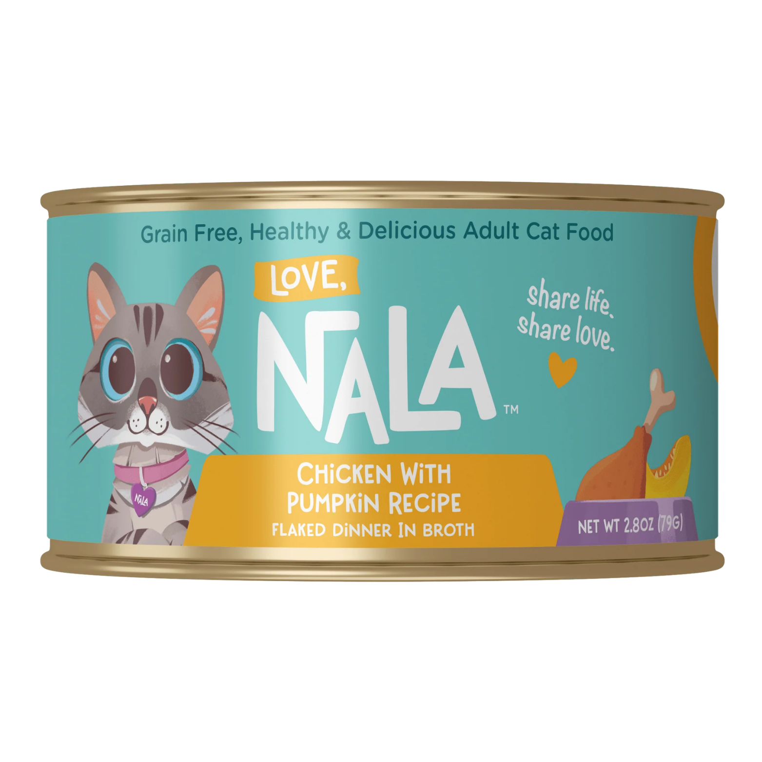 Love, Nala Chicken With Pumpkin Flaked Recipe Dinner In Broth Grain-Free Adult Cat Food, 2.8-oz
