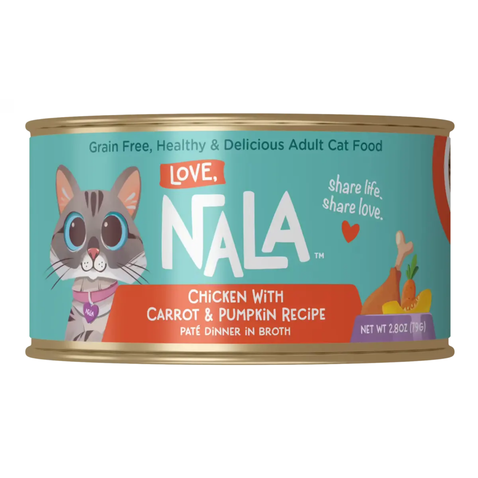 Love, Nala Chicken With Carrot Pumpkin Recipe Paté Dinner In Broth Grain-Free Adult Cat Food, 2.8-oz