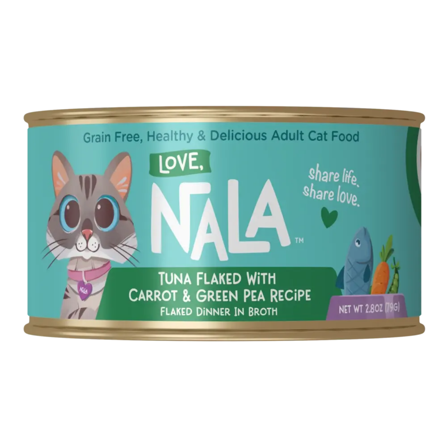 Love, Nala Tuna With Carrot & Green Pea Flaked Recipe Dinner In Broth Grain-Free Adult Cat Food, 2.8-oz