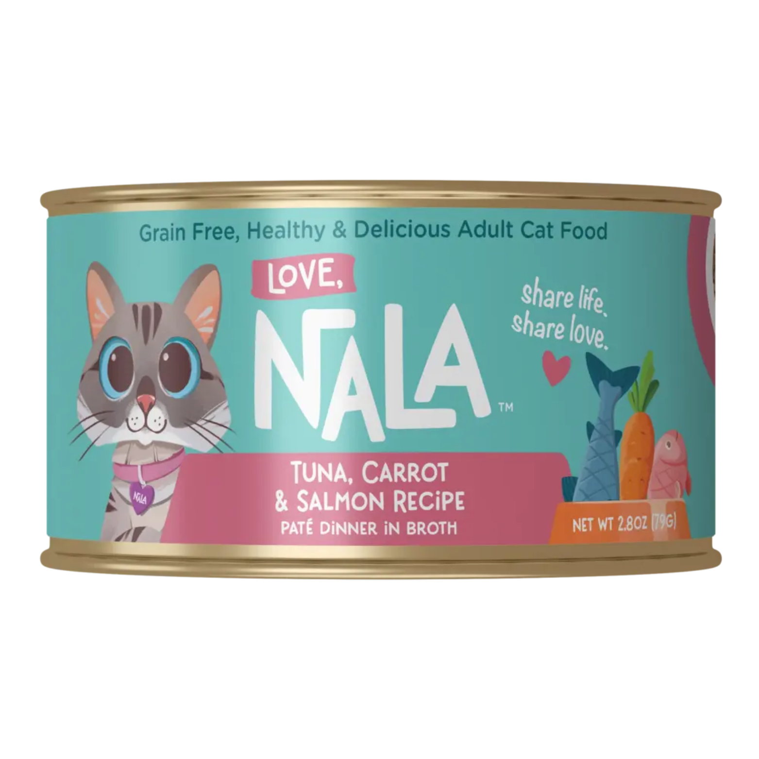 Love, Nala Tuna, Carrot & Salmon Recipe Paté Dinner In Broth Grain-Free Adult Cat Food, 2.8-oz