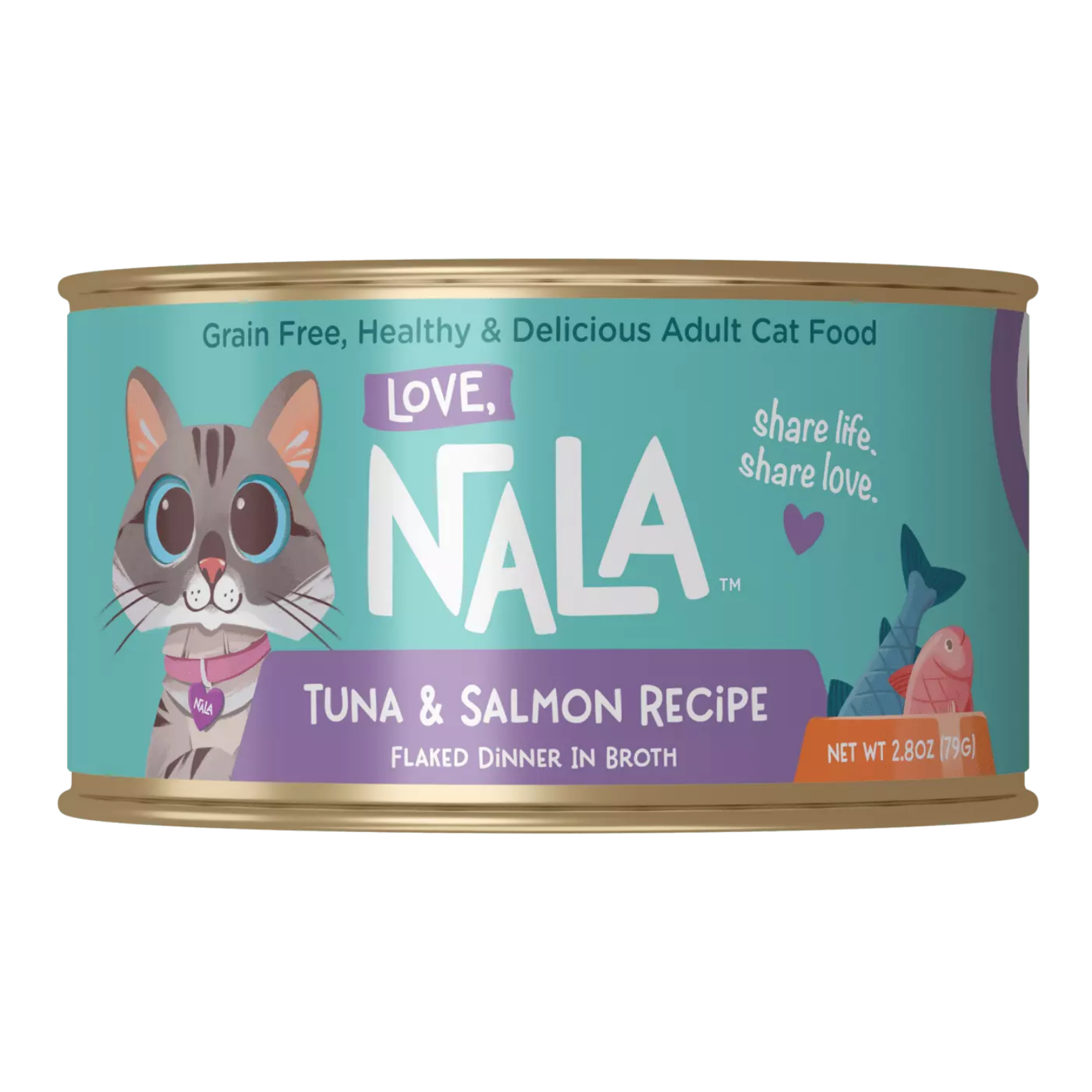 Love, Nala Tuna & Salmon Flaked Recipe Dinner In Broth Grain-Free Adult Cat Food, 2.8-oz