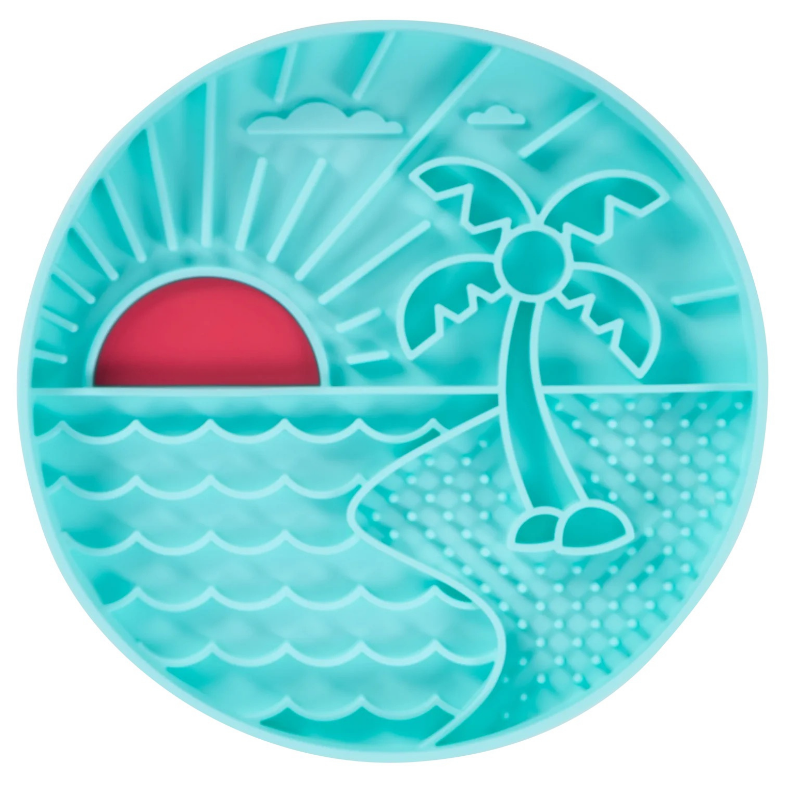 Messy Mutts Silicone Interactive Lick Dog Bowl Beach Pattern Teal