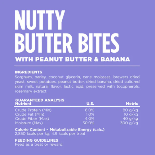 Nutrisource Nutty Butter Bites Banana Peanut Butter Dog Treats 6oz