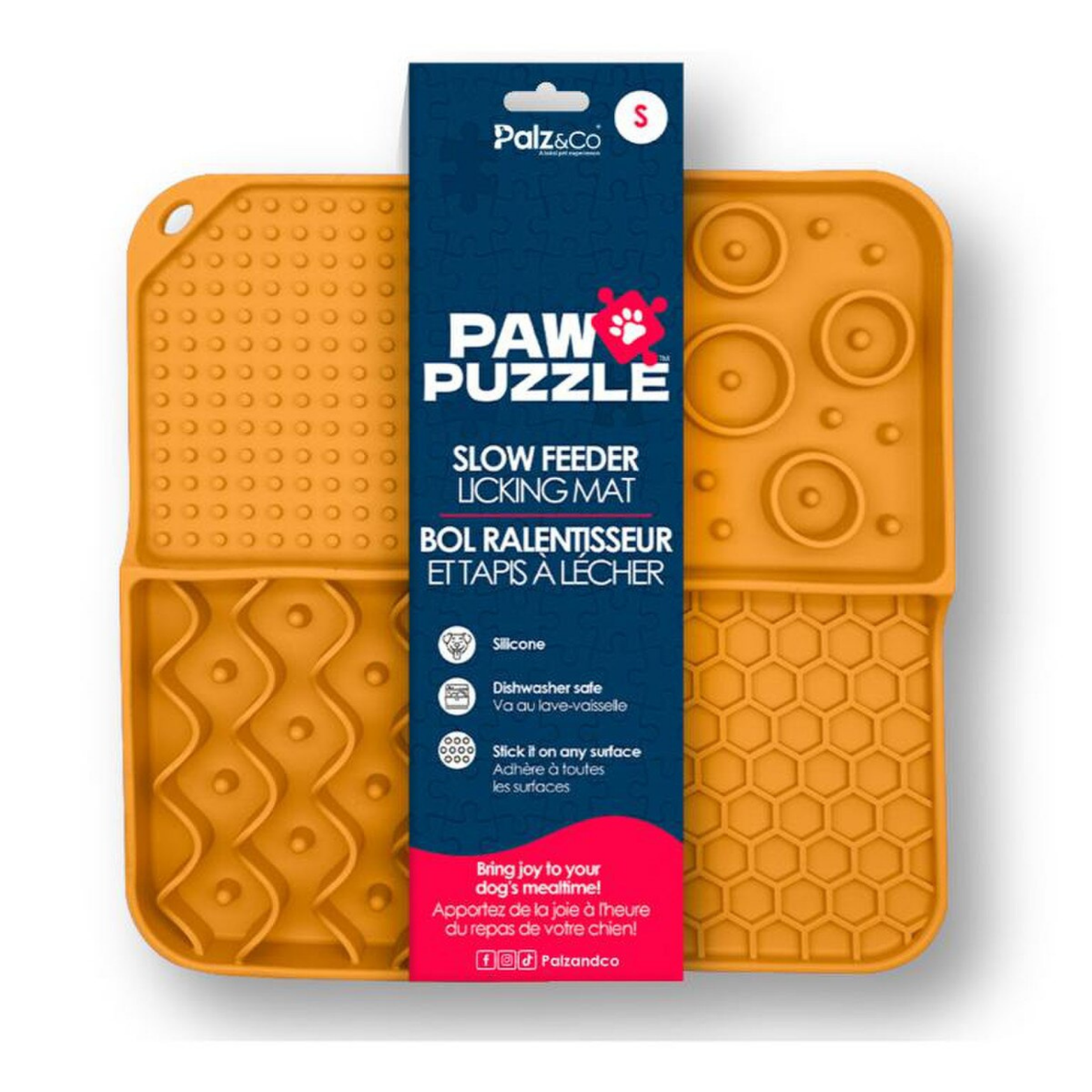 Palz&Co Paw Puzzle Silicone Slow Feeding Mat Orange SM