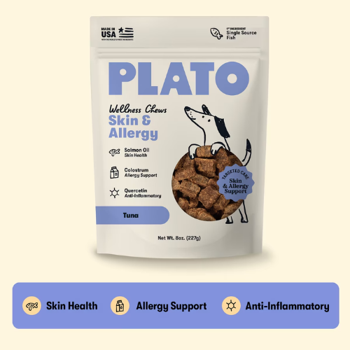 Plato Wellness Chews Skin & Coat Air-Dried Dog Treats