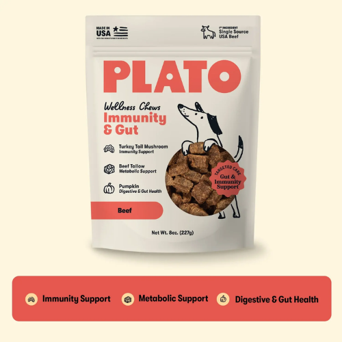 Plato Wellness Chews Immunity & Gut Air-Dried Dog Treats