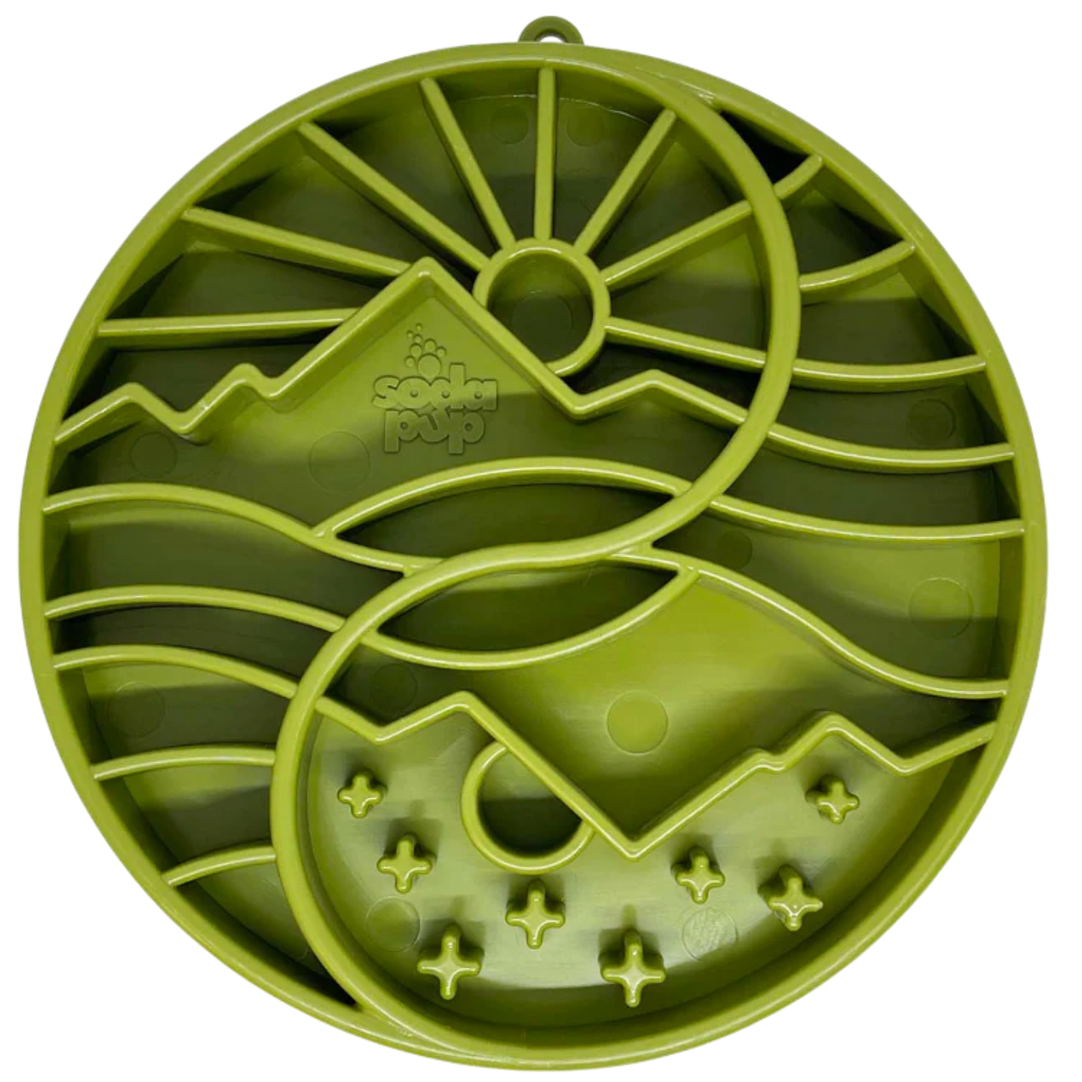 SodaPup Sun & Moon Design Etray Enriching Shallow Slow Feeder for Dogs- Green