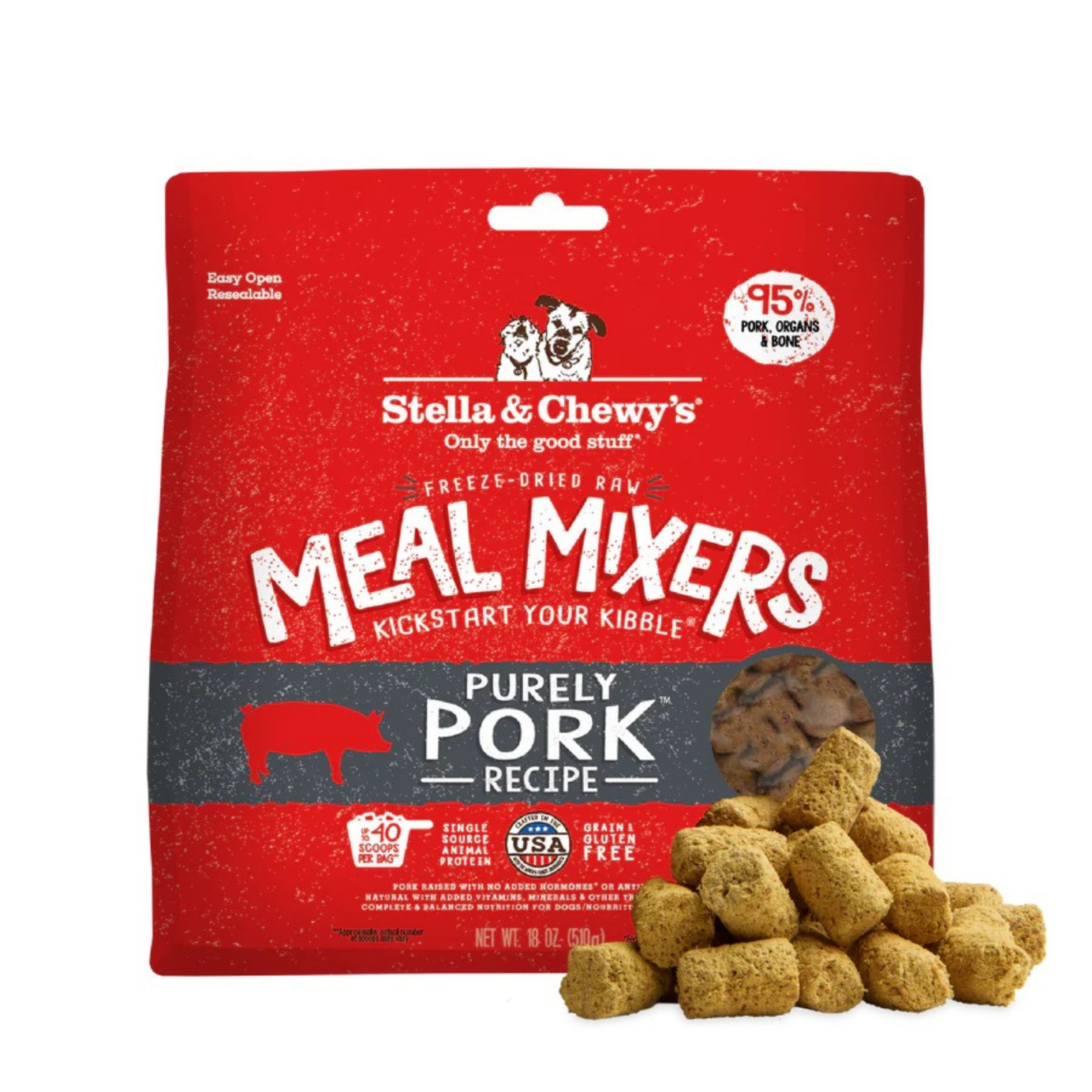 Stella & Chewy's Meal Mixers Stella's Purely Pork Freeze-Dried Dog Food Topper