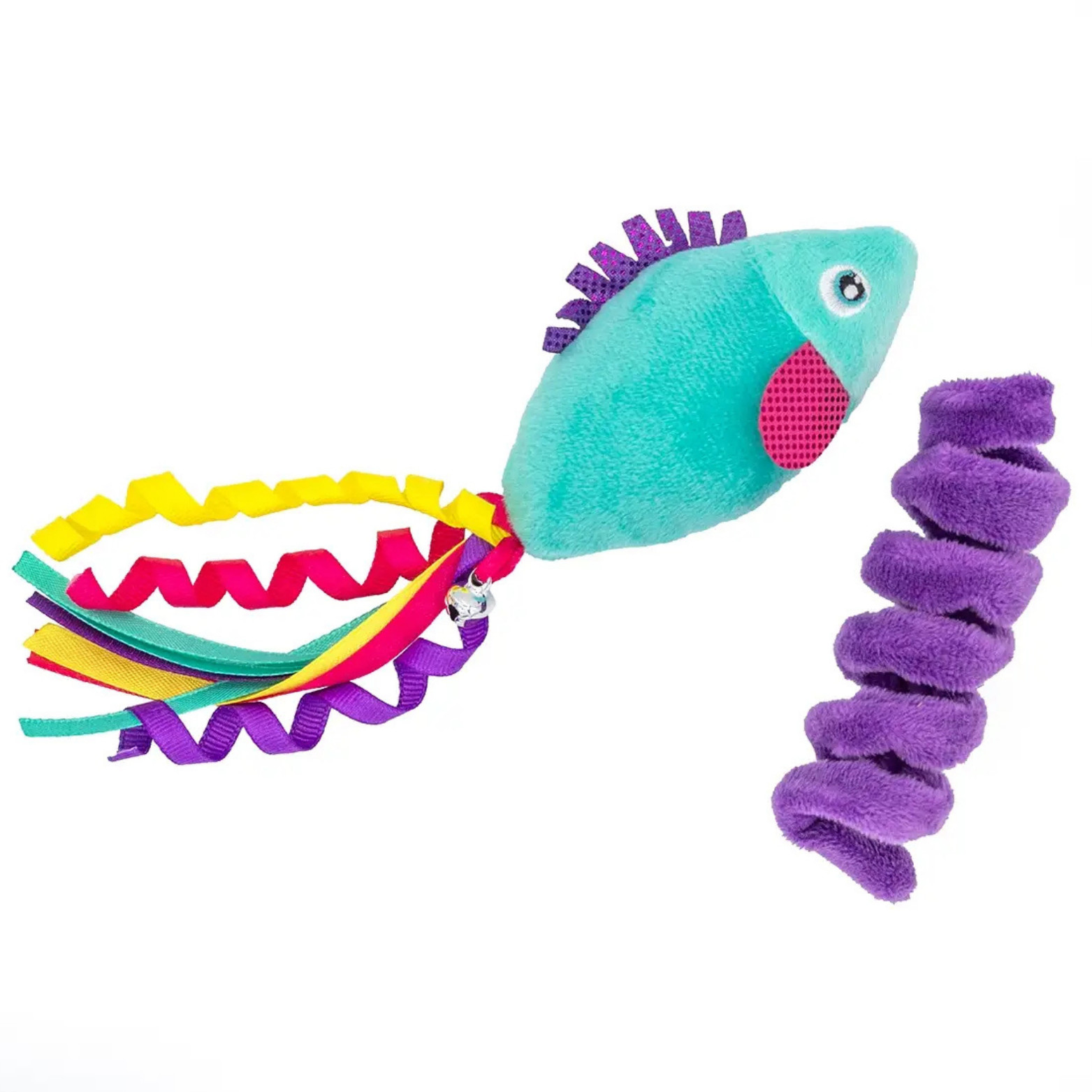 Thoozypet Fish & Felt Spiral Catnip Cat Toy 2pk