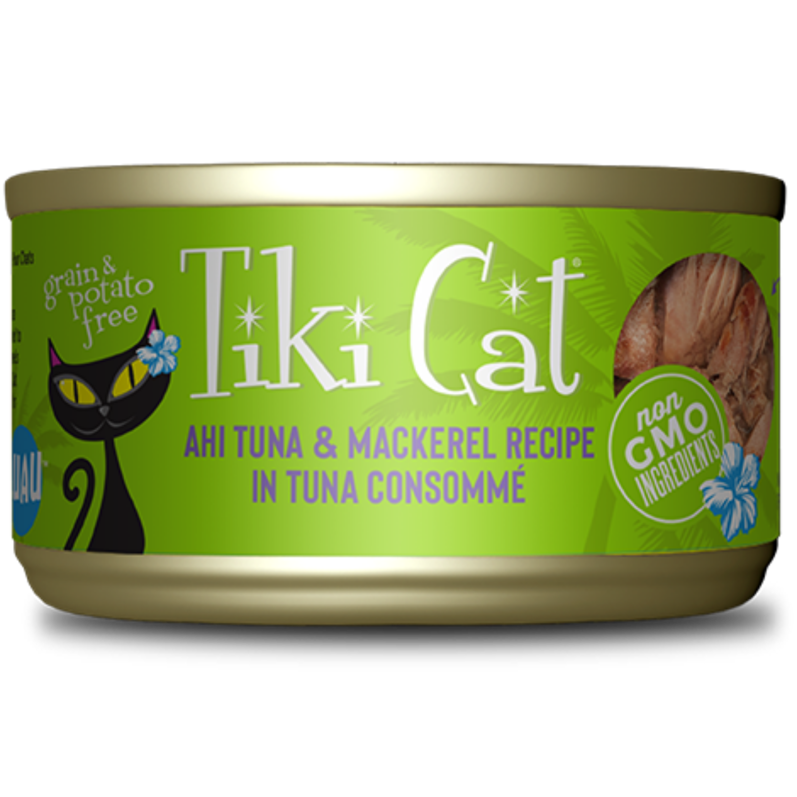 Tiki Cat Luau Ahi Tuna & Mackerel in Tuna Consomme Wet Cat Food, 2.8-oz