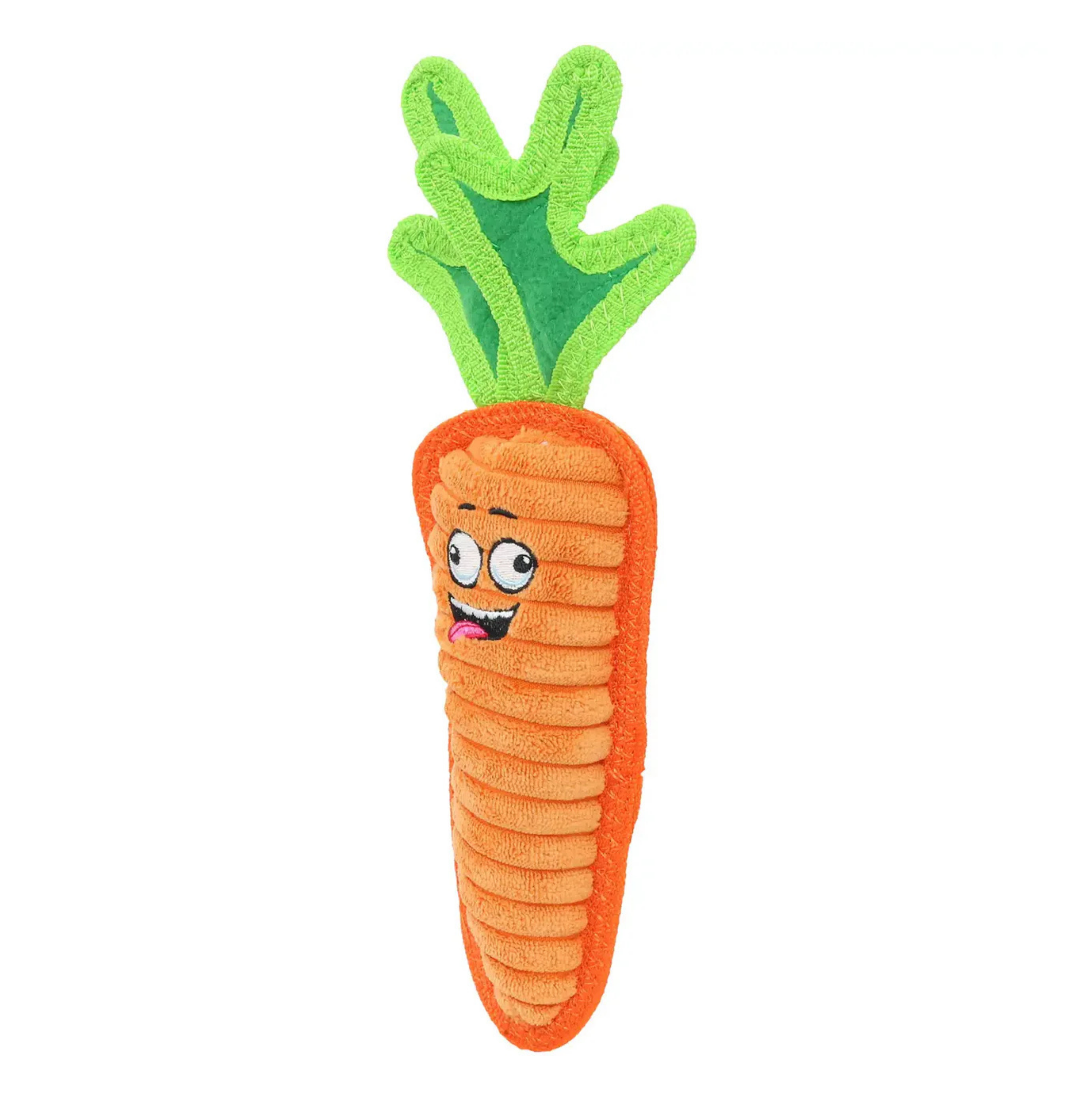VIP Tuffy's Funny Food Carrot Squeaky Plush Dog Toy, Orange
