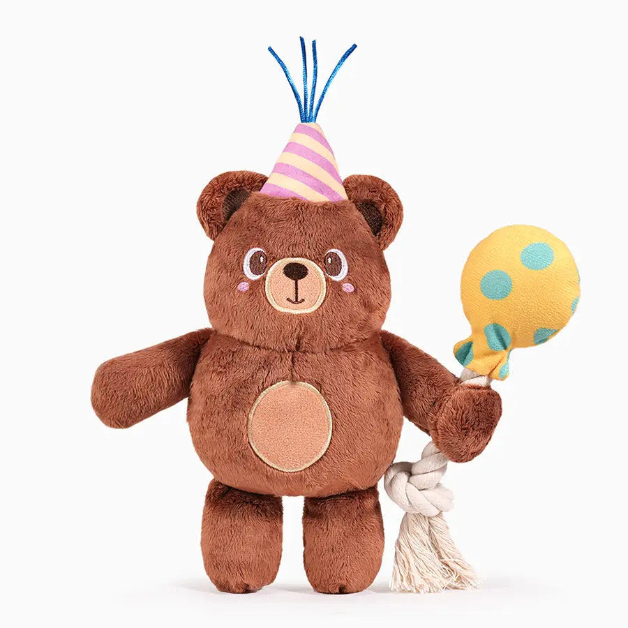 Hugsmart Pet Yappy Birthday Party Bear Plush Dog Toy