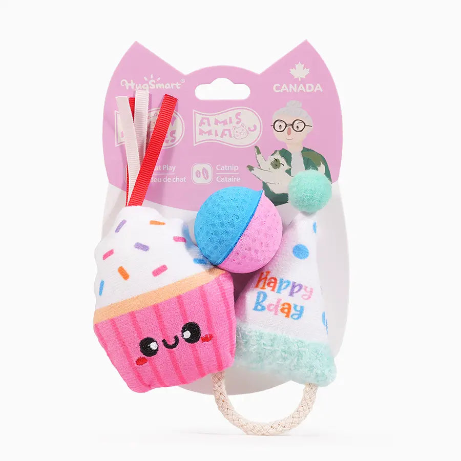 Hugsmart Pet Yappy Birthday Cake & Hat Cat Toy