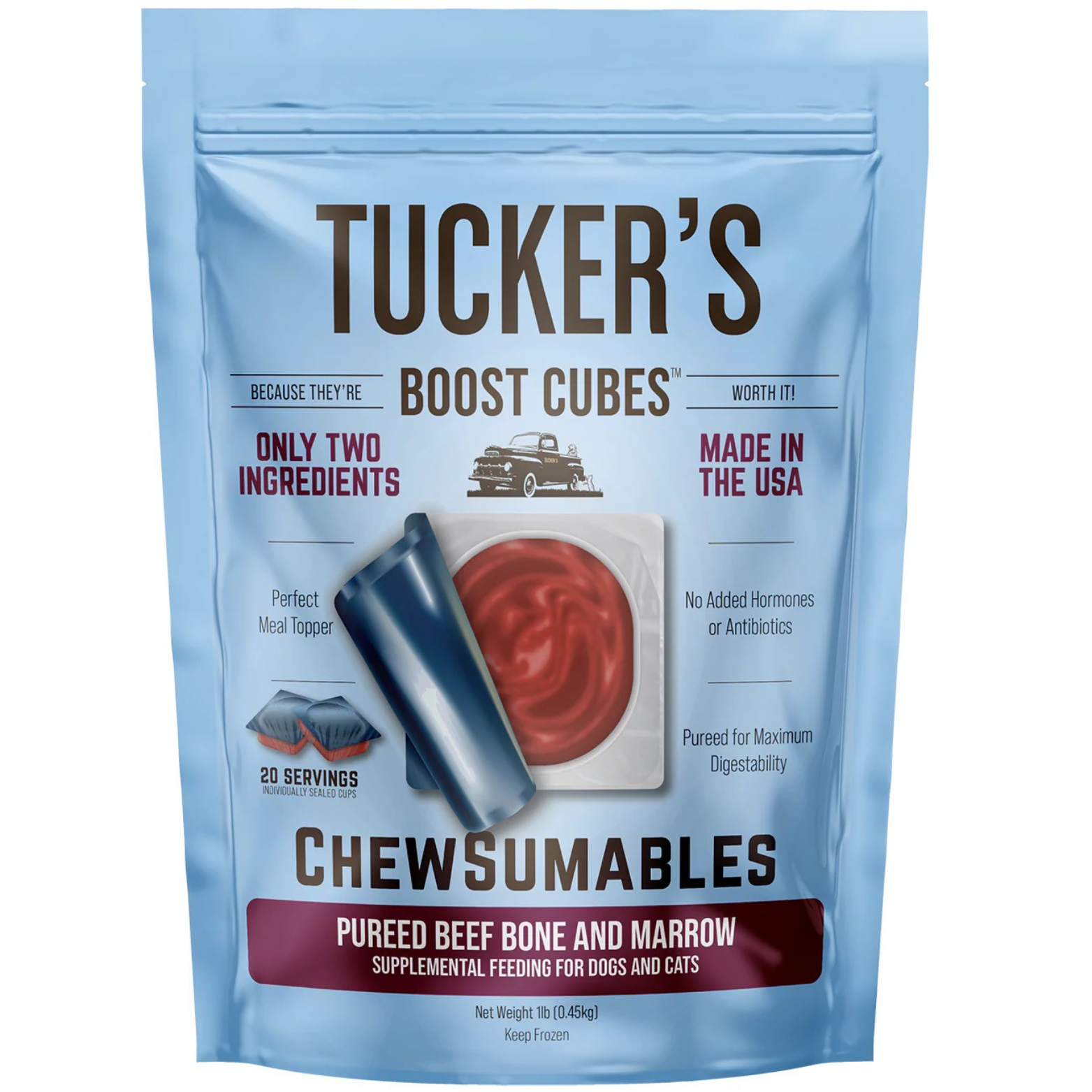Tucker's Raw Frozen Boost Cubes Pureed Beef Bone & Marrow 1 lb