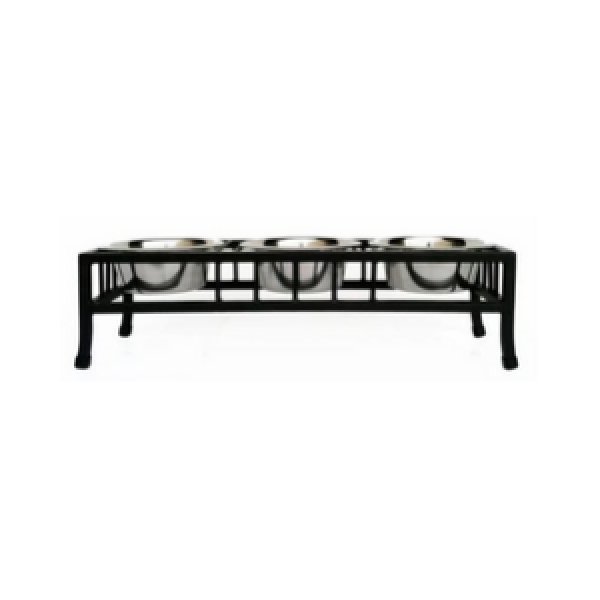 Pets Stop Baron Triple Diner Feeder Black - Mutts & Co.