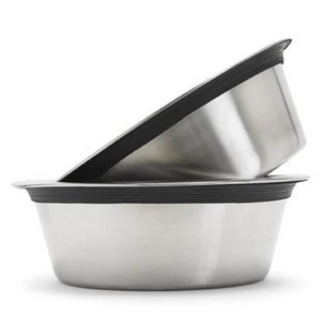 Pets Stop Food-Safe Stainless Steel Dog Bowl with Rubber Rim - Mutts & Co.
